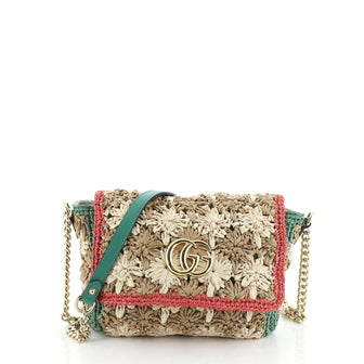 Gucci GG Marmont Flap Bag Raffia Small