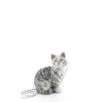 Judith Leiber Cat Minaudiere Crystal Small