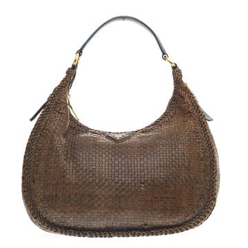 Prada Madras Hobo Leather