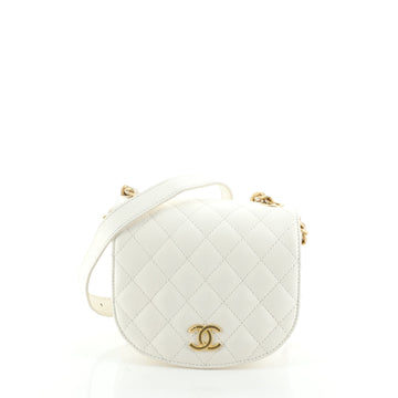 Chanel Round Flap Camera Bag Quilted Calfskin Small