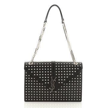 Saint Laurent Classic Monogram Envelope Satchel Studded Leather Large