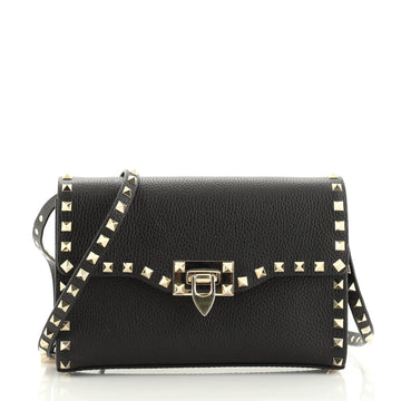 Valentino Rockstud Flip Lock Flap Bag Leather Medium