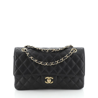 Chanel Classic Single Flap Bag Quilted Caviar East West