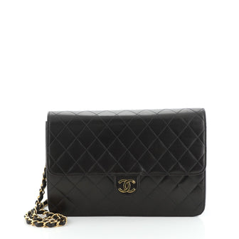 Chanel Vintage Clutch with Chain Quilted Leather Medium
