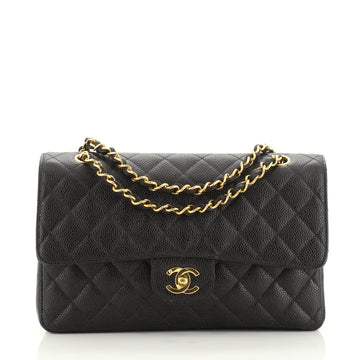 Chanel Vintage Classic Double Flap Bag Quilted Caviar Medium