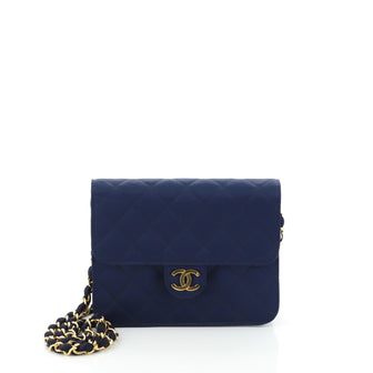 Chanel Vintage Clutch with Chain Quilted Satin Small