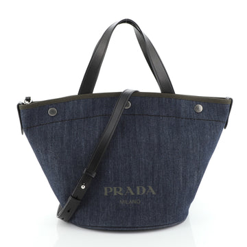 Prada Canapa Convertible Shopping Tote Denim Medium