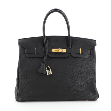 Hermes Birkin Handbag Black Togo with Gold Hardware 35