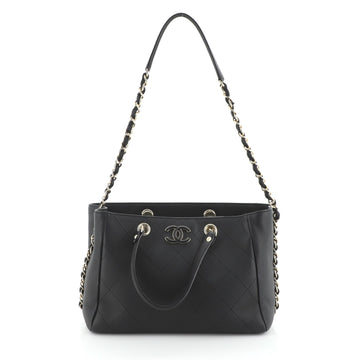 Chanel Side Chain Shopping Tote Quilted Bullskin Small