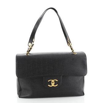 Chanel Vintage CC Flap Shoulder Bag Caviar XL