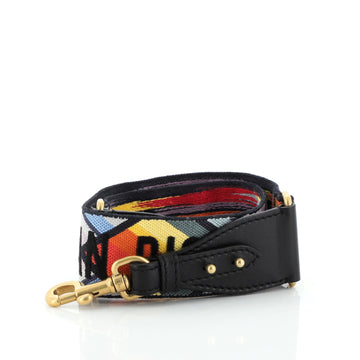 Christian Dior Logo Shoulder Strap Embroidered Canvas