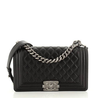 Chanel Boy Flap Bag Quilted Lambskin Old Medium