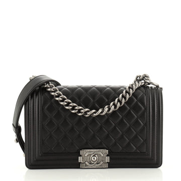 Chanel Boy Flap Bag Quilted Lambskin Old Medium