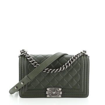 Chanel Boy Flap Bag Quilted Lambskin Old Medium