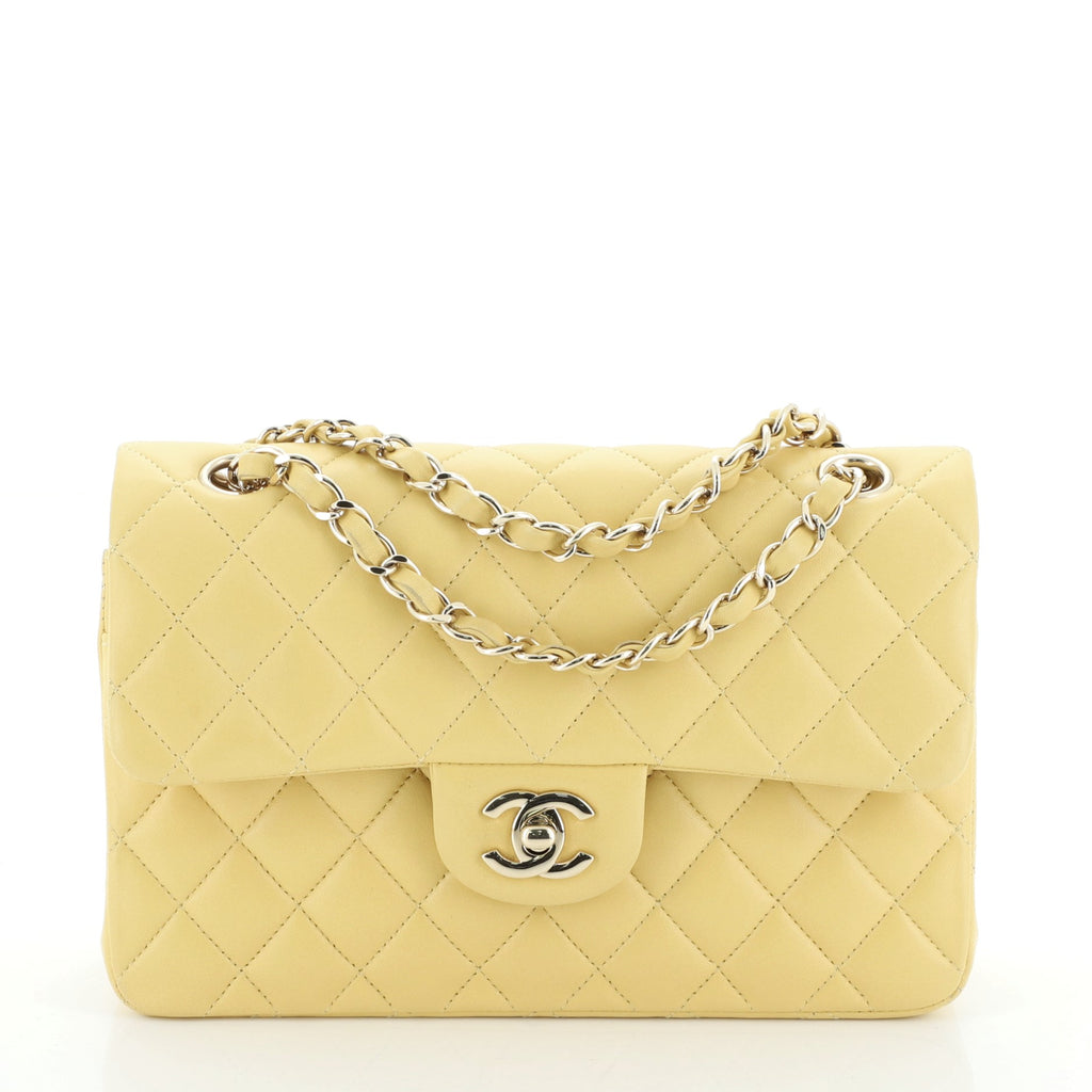Chanel Lambskin Quilted Mini CC Pearl Crush Flap Yellow