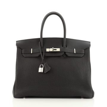 Hermes Birkin Handbag Black Togo with Palladium Hardware 35