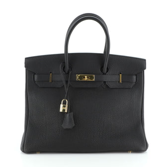 Hermes Birkin Handbag Black Togo with Gold Hardware 35