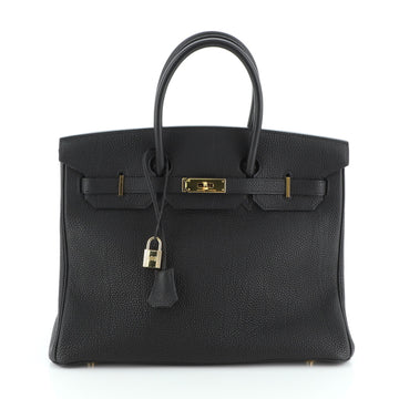 Hermes Birkin Handbag Black Togo with Gold Hardware 35