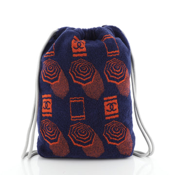 Chanel Vintage Drawstring Backpack Terry Cloth Medium