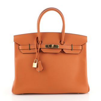 Hermes Birkin Handbag Orange Epsom with Gold Hardware 35