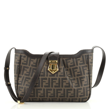 Fendi Vintage Lock Crossbody Bag Zucca Coated Canvas Medium