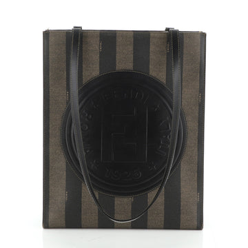 Fendi Pequin Shopping Tote Canvas and Leather Tall