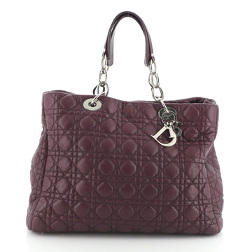 Soft Zipped Shopping Tote Cannage Quilt Lambskin Large