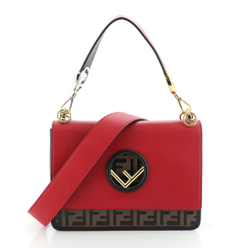Fendi Kan I F Shoulder Bag Leather with Zucca Embossed Detail Medium