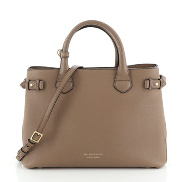 Burberry Banner Convertible Tote Leather and House Check Canvas Medium