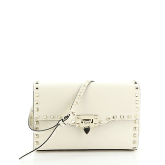 Valentino Rockstud Flip Lock Flap Bag Leather Medium