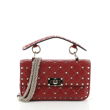 Valentino Rockstud Spike Flap Bag Quilted Leather Small