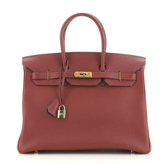 Hermes Birkin Handbag Red Togo with Gold Hardware 35