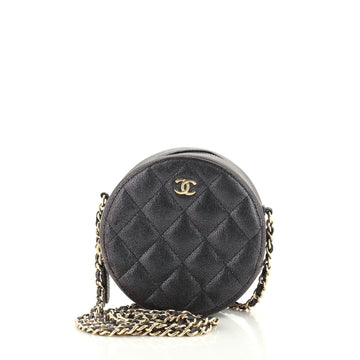 Chanel Round Clutch with Chain Quilted Caviar Mini