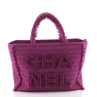 Chanel Giant Logo Shopping Bag Quilted Tweed Large