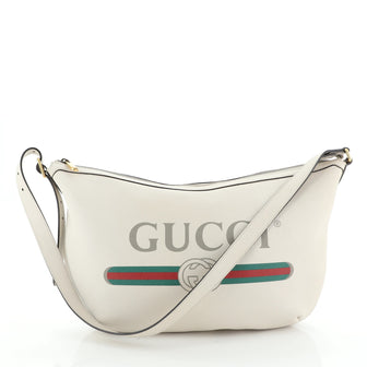 Gucci Logo Half-Moon Hobo Printed Leather