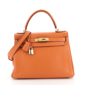 Hermes Kelly Handbag Orange Togo with Gold Hardware 28