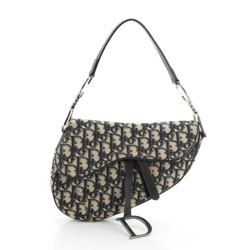 Christian Dior Vintage Saddle Bag Diorissimo Canvas Medium