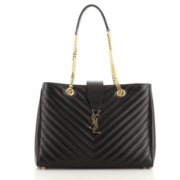 Saint Laurent Classic Monogram Shopper Matelasse Chevron Leather Large