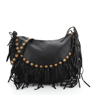 Valentino C-Rockee Fringe Hobo Studded Leather Large