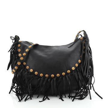 Valentino C-Rockee Fringe Hobo Studded Leather Large