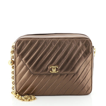 Chanel Vintage Pocket Camera Bag Diagonal Quilted Leather Large