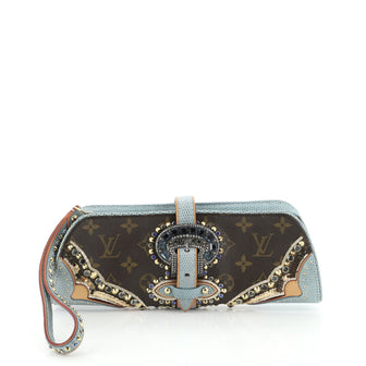 Louis Vuitton Les Extraordinaires Wristlet Clutch Embellished Monogram Canvas and Lizard