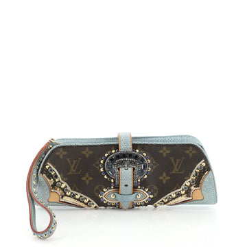 Louis Vuitton Les Extraordinaires Wristlet Clutch Embellished Monogram Canvas and Lizard