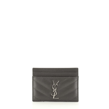 Saint Laurent Classic Monogram Card Case Matelasse Chevron Leather