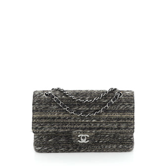 Chanel Vintage Classic Double Flap Bag Quilted Tweed Medium