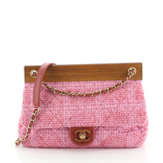 Chanel Knock on Wood Flap Bag Quilted Tweed Medium