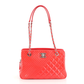Chanel Coco Boy Tote Quilted Patent Medium