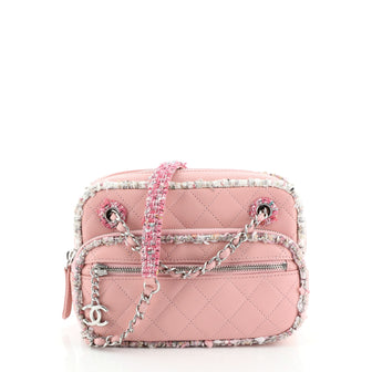 Chanel Classic Single Flap Bag Woven Raffia and Ribbon with Chain Detail Mini