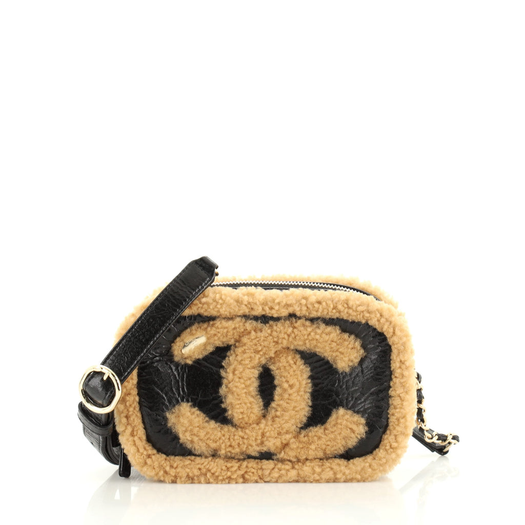 Chanel CC Mania Waist Bag Shearling and Shiny Crumpled Sheepskin