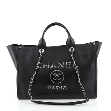 Chanel Deauville Tote Studded Caviar Medium